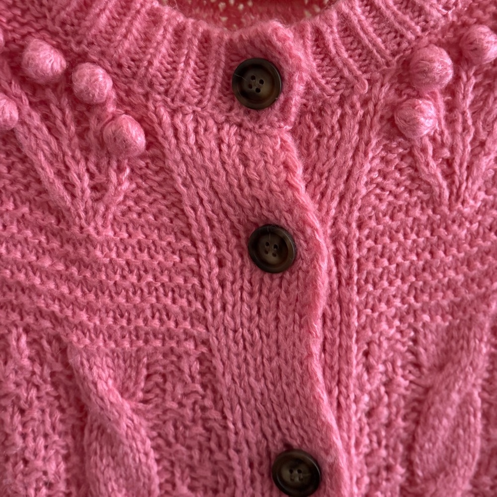 CIDER Mixed Knit Textured Cardigan / Pink / Size Large - Picture 1 of 5